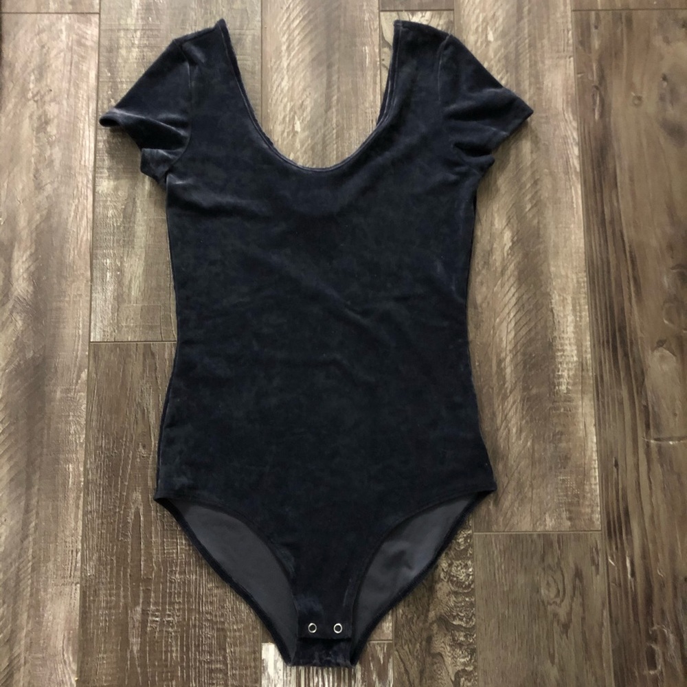 American eagle Blue crushed velvet bodysuit
